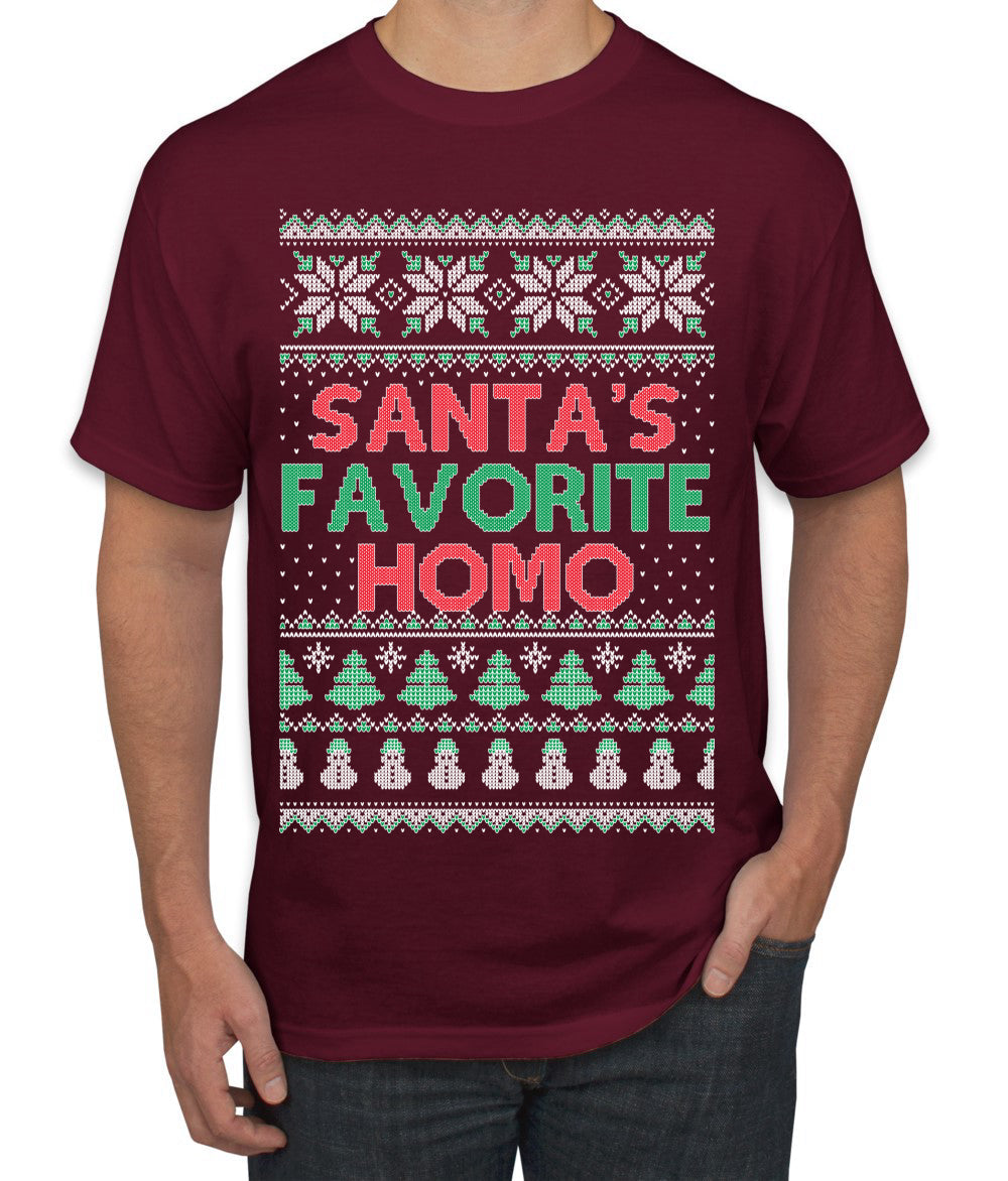 Santa's Favorite Homo Ugly Christmas Sweater Men's T-Shirt