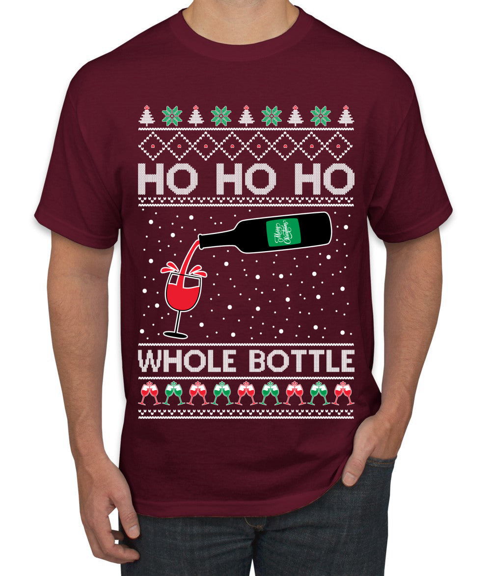 Ho Ho Ho Whole Bottle Wine Spirits Ugly Christmas Sweater Men's T-Shirt