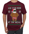 Ask Your Mom If I'm Real Funny Black Santa Claus Censored Ugly Christmas Sweater Men's T-Shirt