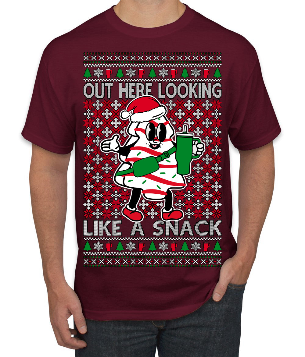 Out Here Looking Like a Snack Funny Cute Christmas Cookie Ugly Christmas Sweater Men's T-Shirt