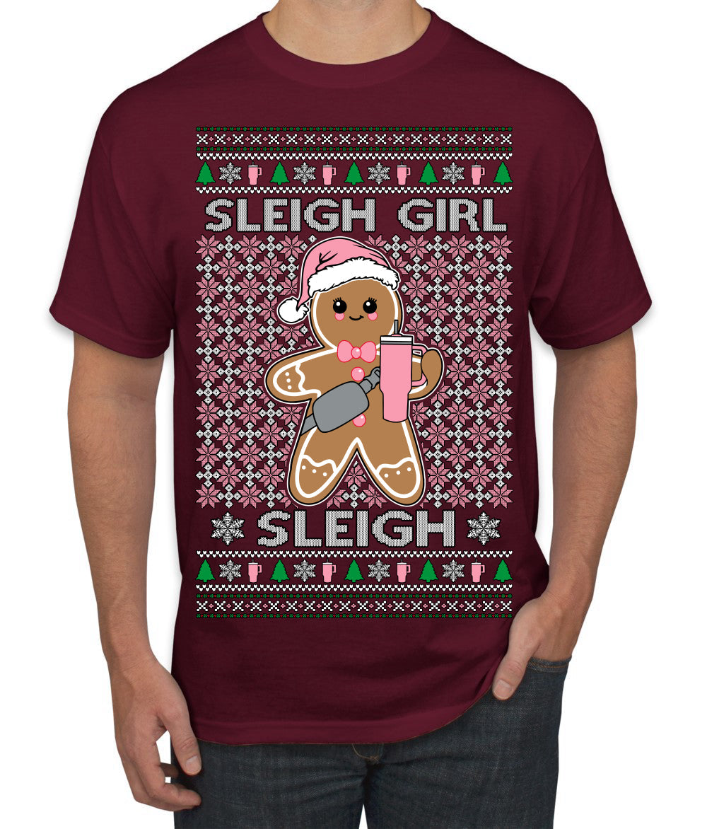 Sleigh Girl Sleigh Funny Trendy Pop Girly Sling Bag Coffee Cup Unisex Ugly Christmas Sweater Men's T-Shirt