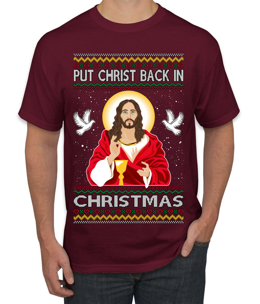 Put Christ Back In Christmas Ugly Christmas Sweater Men's T-Shirt
