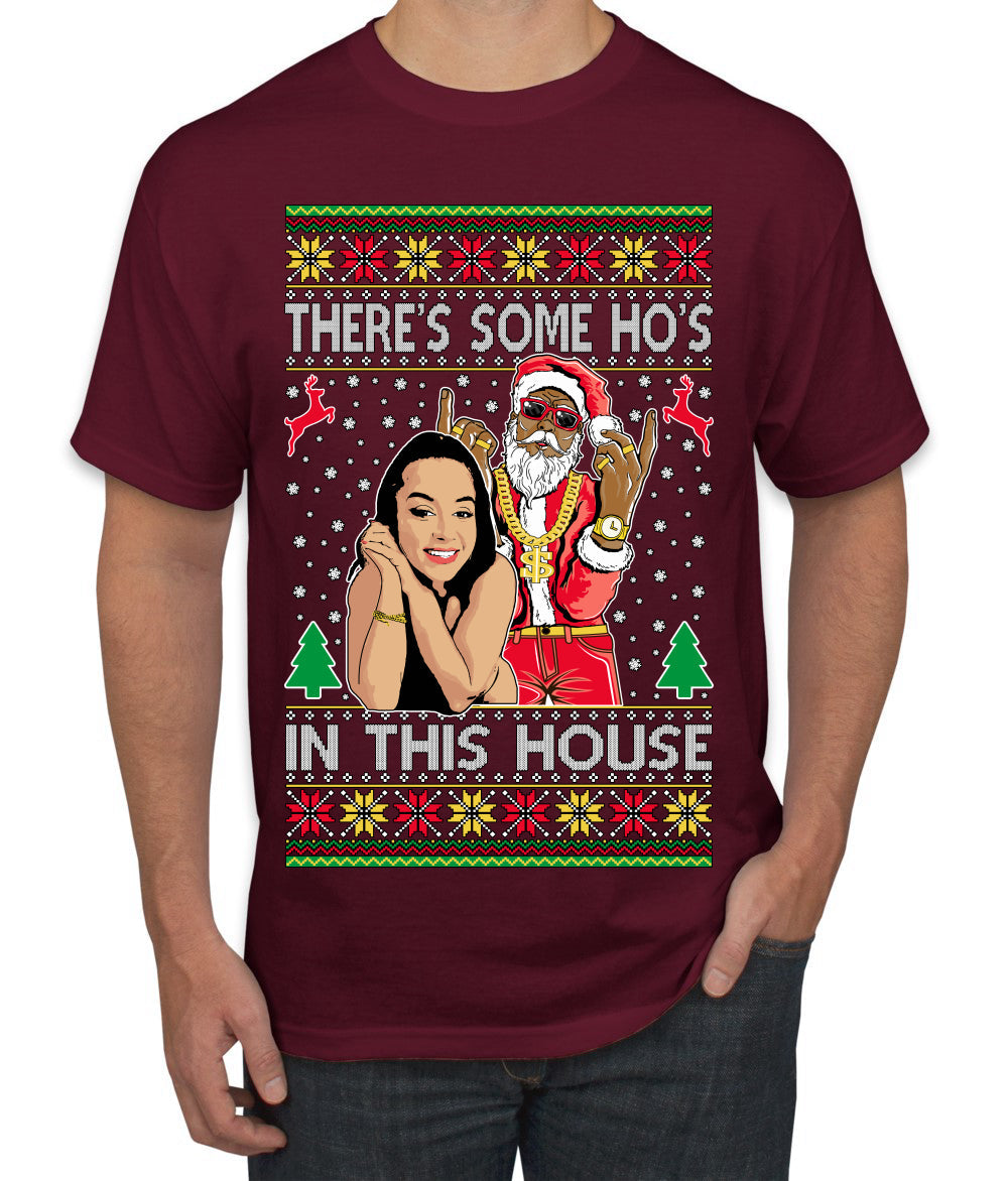 Santa the Plug Hos In This House  Ugly Christmas Sweater Men's T-Shirt
