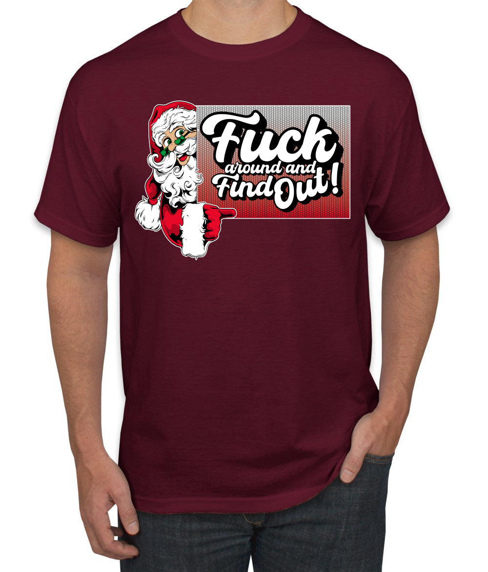F Around And Find Out Santa Sign Ugly Christmas Sweater Men's T-Shirt