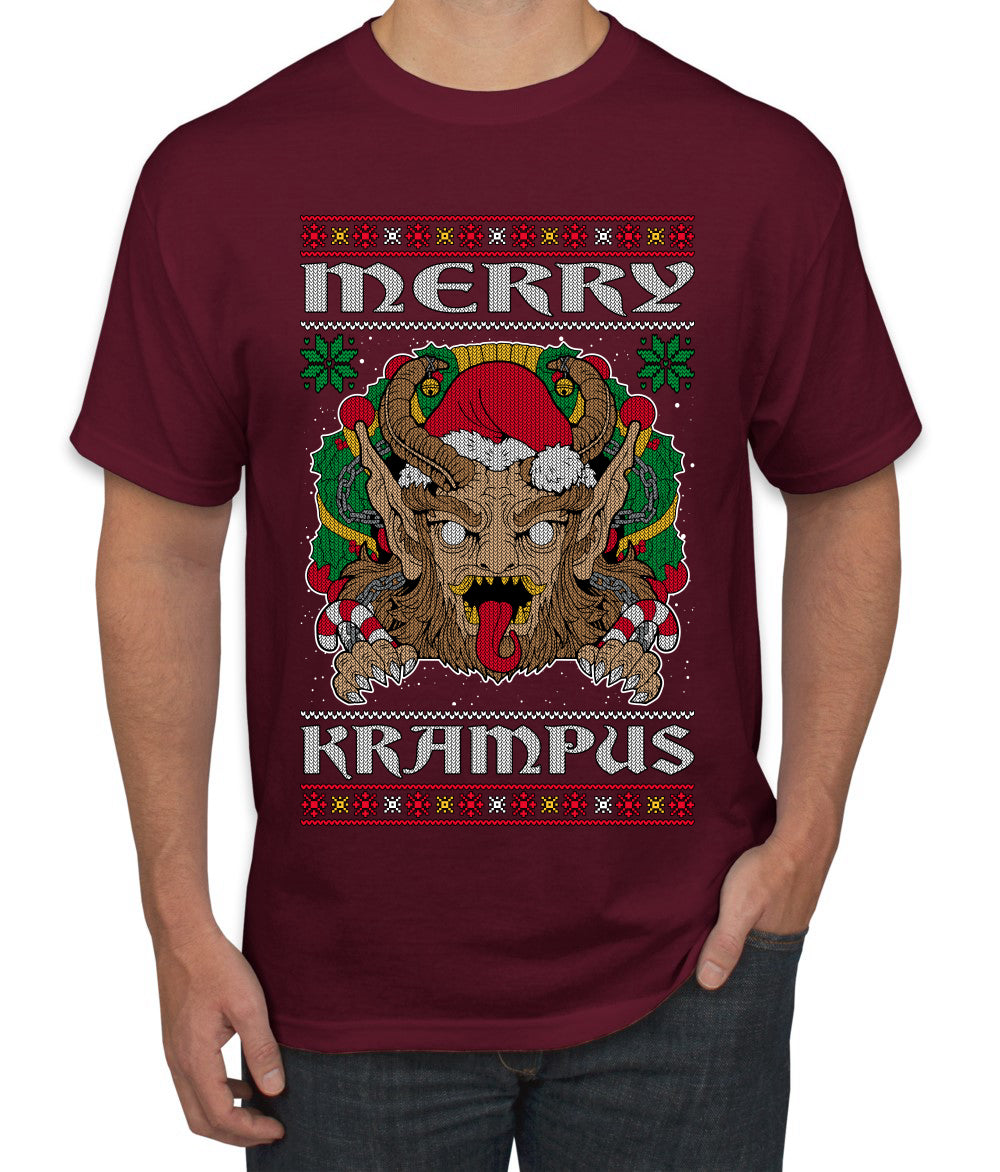Merry Krampus Santa Folklore Figure Horror Ugly Christmas Sweater Men's T-Shirt
