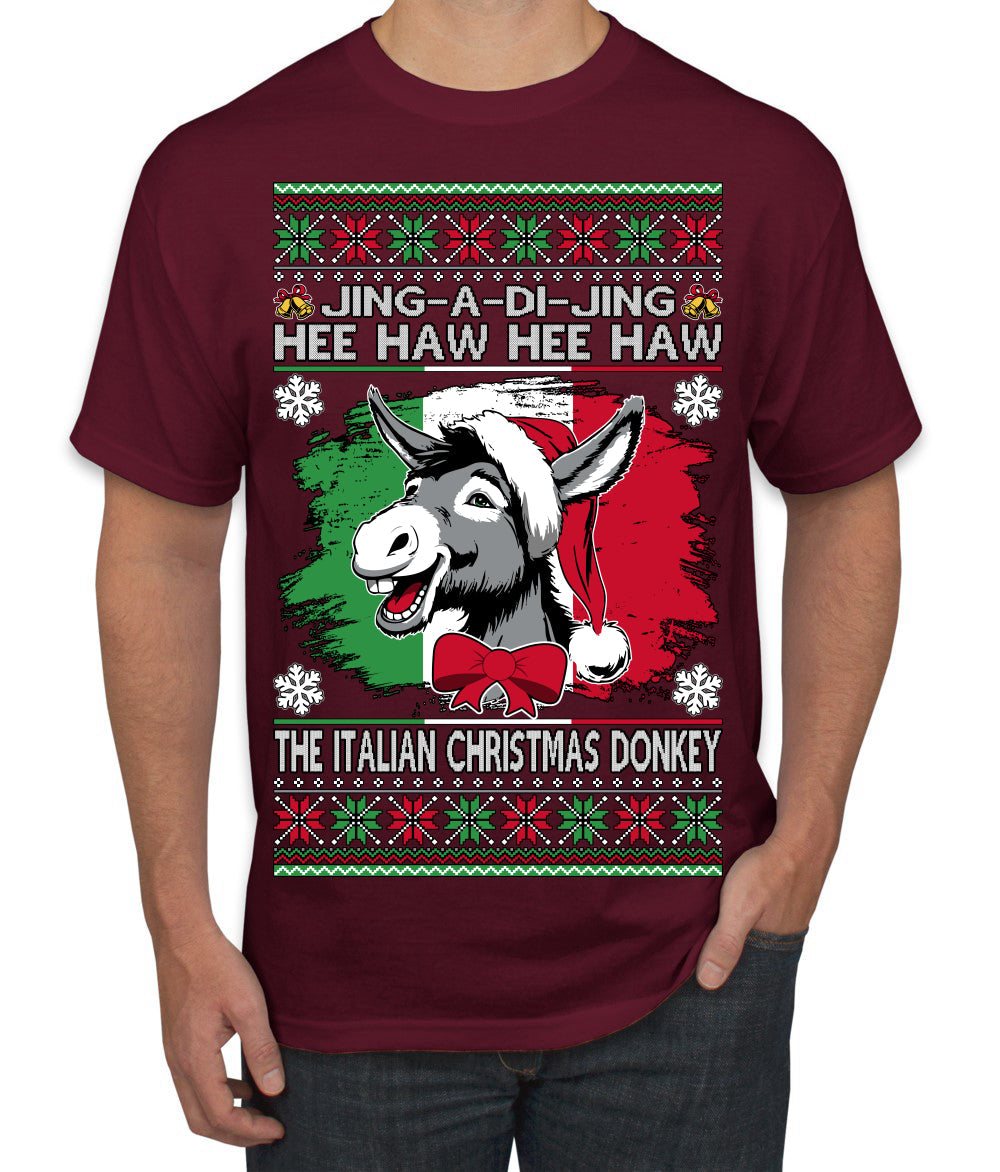 Jing a Di Jing Dominick the Italian Christmas Donkey Ugly Christmas Sweater Men's T-Shirt