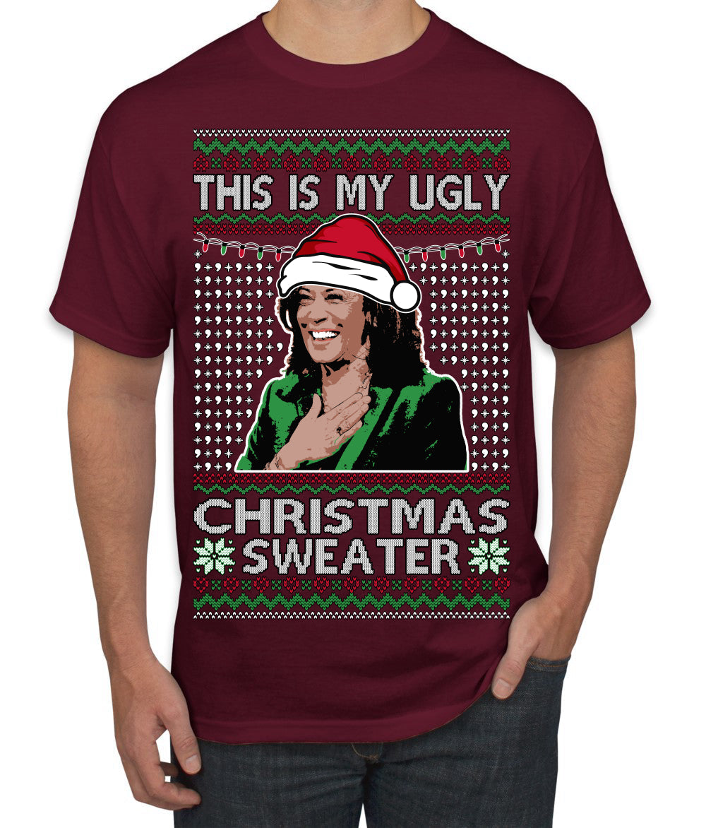 This Is My Ugly Sweater Funny Santa Kamala Harris Ugly Christmas Sweater Men's T-Shirt