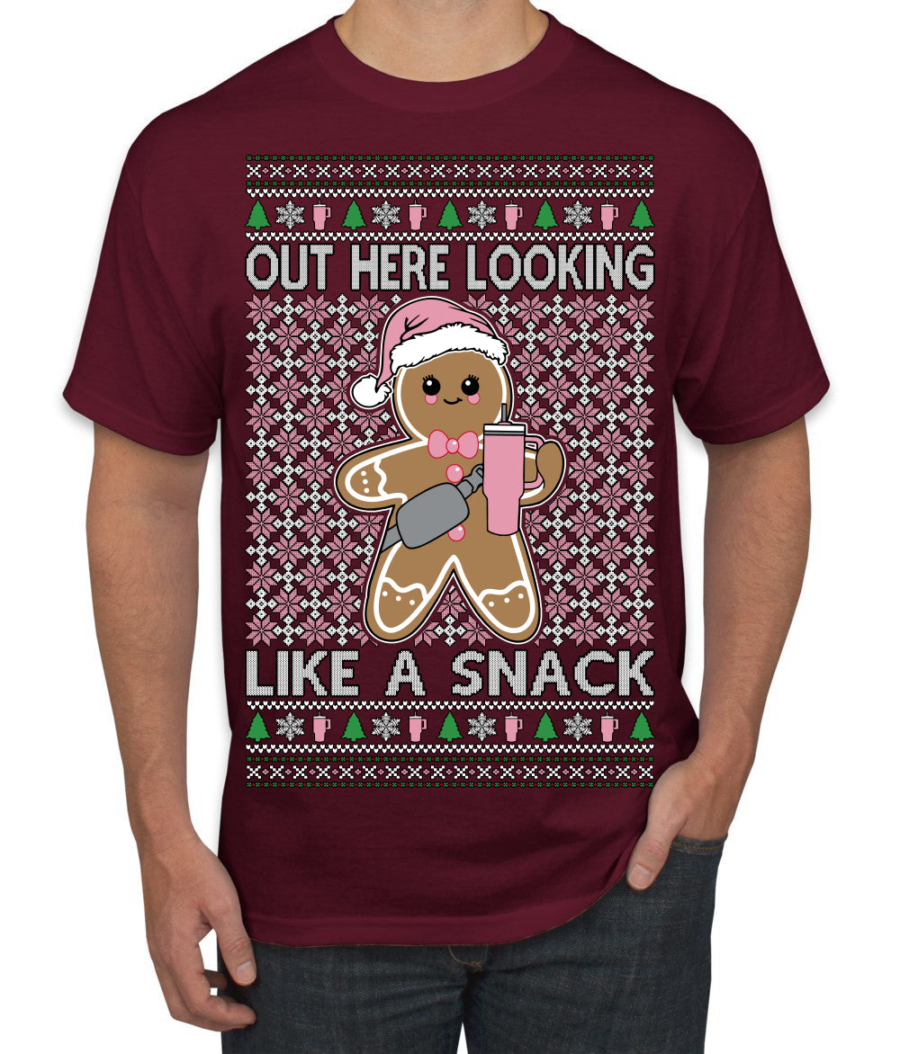 Out Here Looking Like a Snack Cute Xmas Cookie Ugly Christmas Sweater Men's T-Shirt