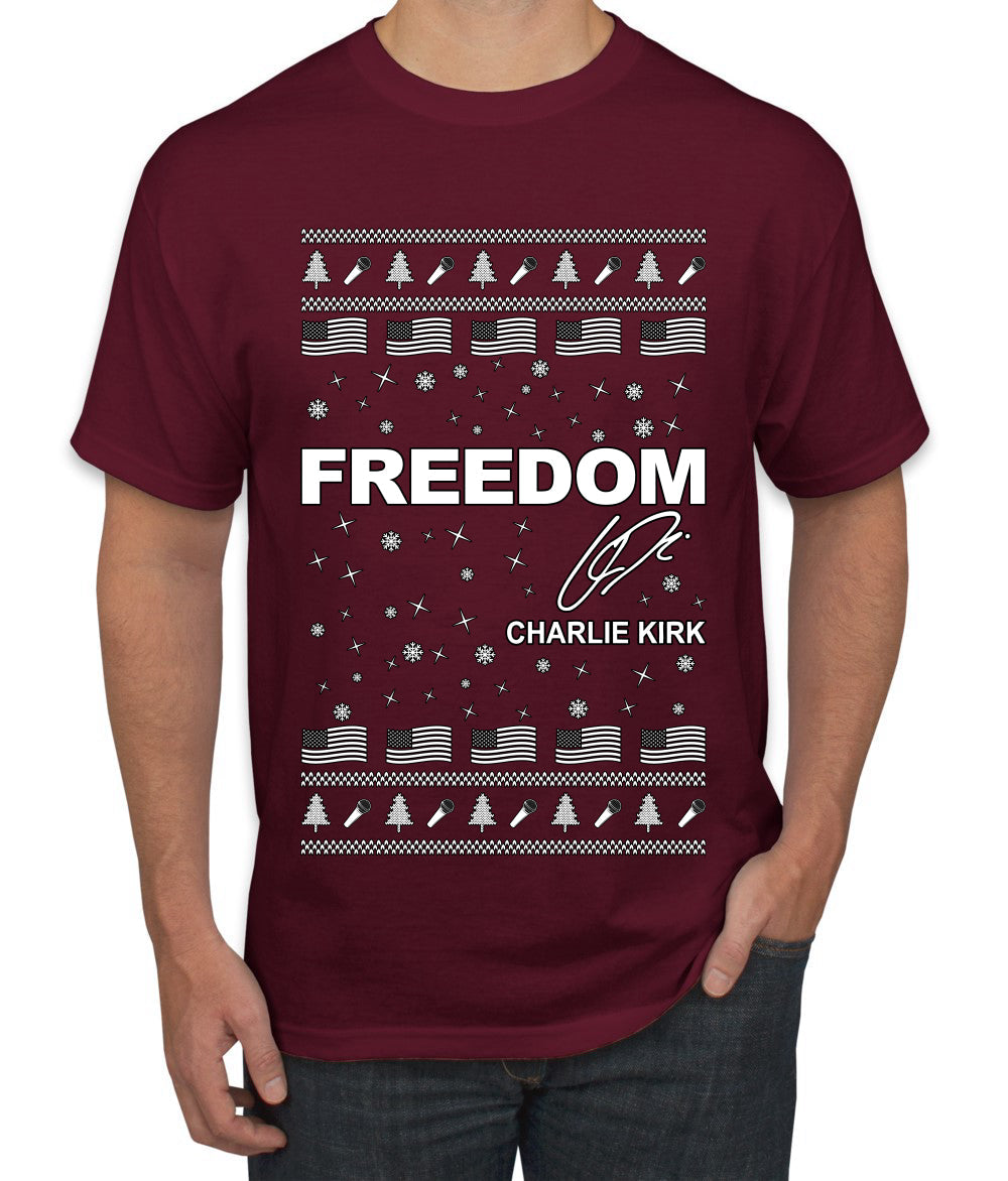 Freedom, Charlie Kirk Political Activist, Right Wing, Ugly Christmas Sweater Men's T-Shirt
