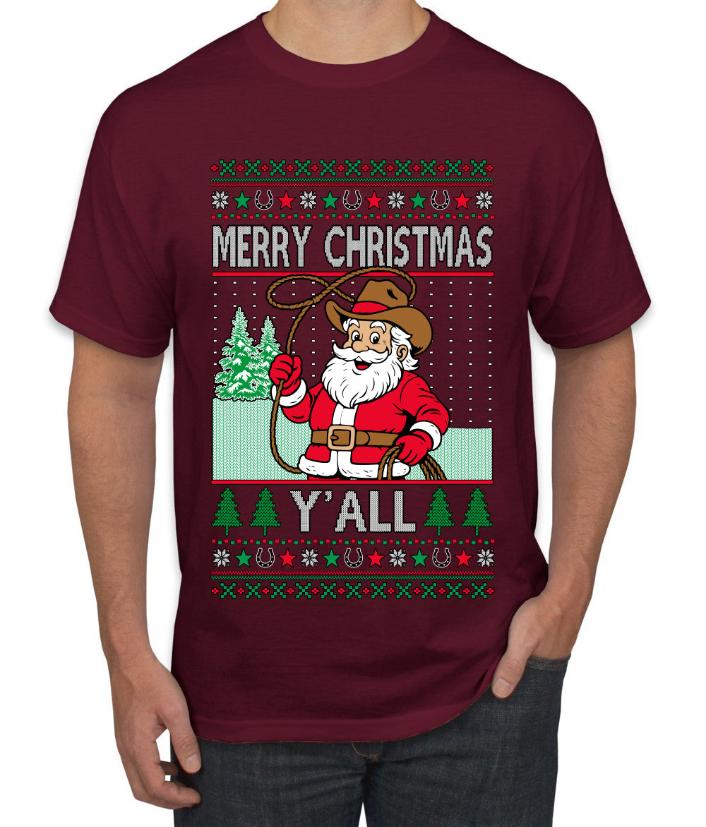 Merry Christmas Y'all Christmas Sweater, Ugly Christmas Sweater Men's T-Shirt