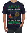 You Can Run But You Can't Hide Santa Sleigh Reindeer Ugly Christmas Sweater Men's T-Shirt