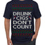 Drunk Cigs Don't Count Funny Cigarette Smoker Cig Ugly Christmas Sweater Men's T-Shirt