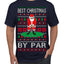Best Christmas By Par Funny Santa Golfing Pun Sports Golf Ugly Christmas Sweater Men's T-Shirt