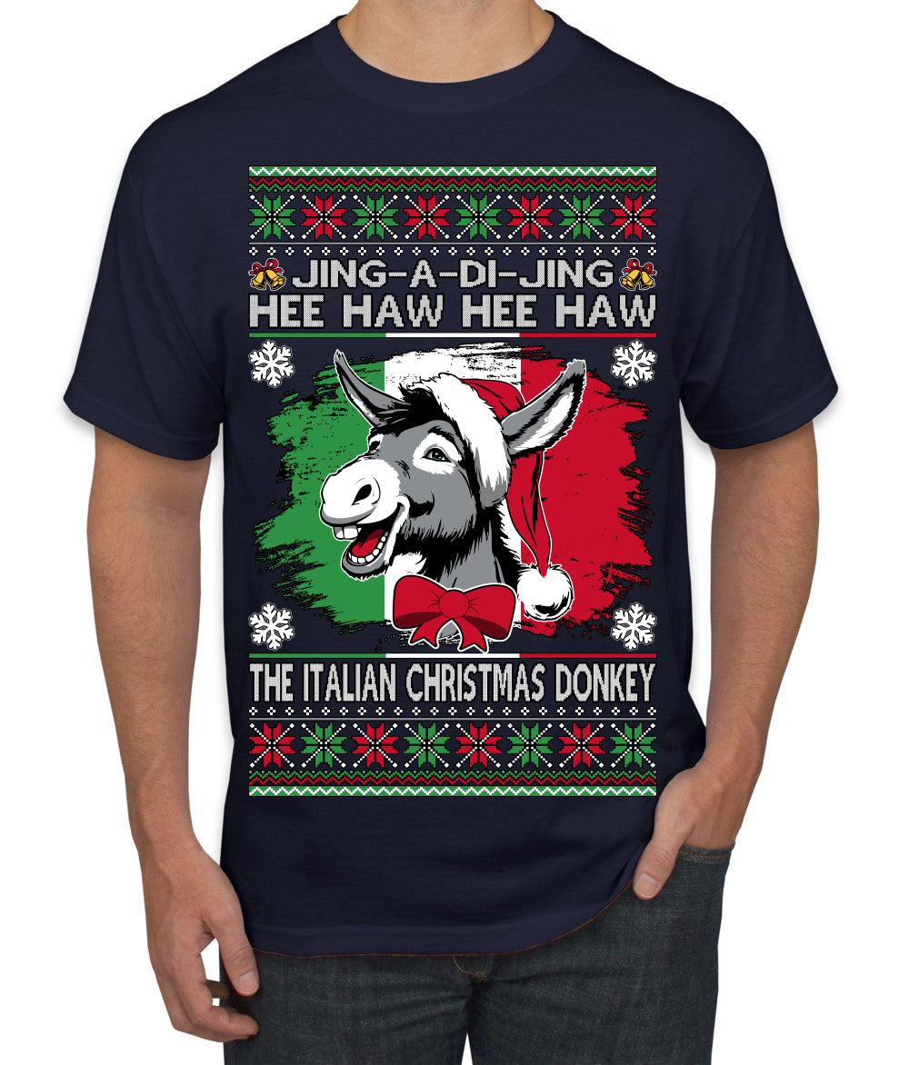 Jing a Di Jing Dominick the Italian Christmas Donkey Ugly Christmas Sweater Men's T-Shirt