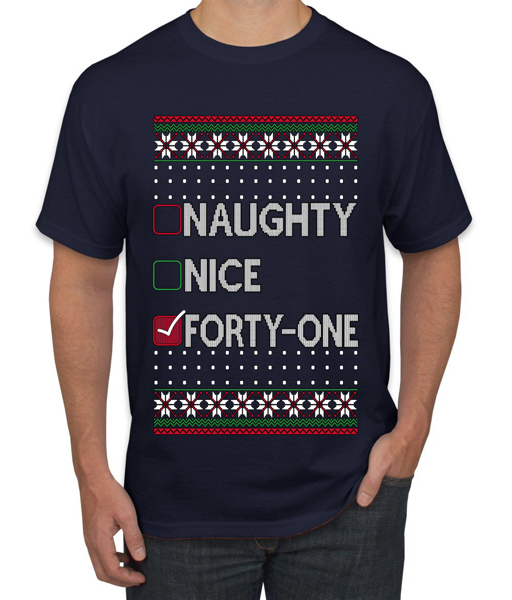 Naughty Nice 41, Simple List, Ugly Christmas Unisex Sweater, Funny Meme, Ugly Christmas Sweater Men's T-Shirt