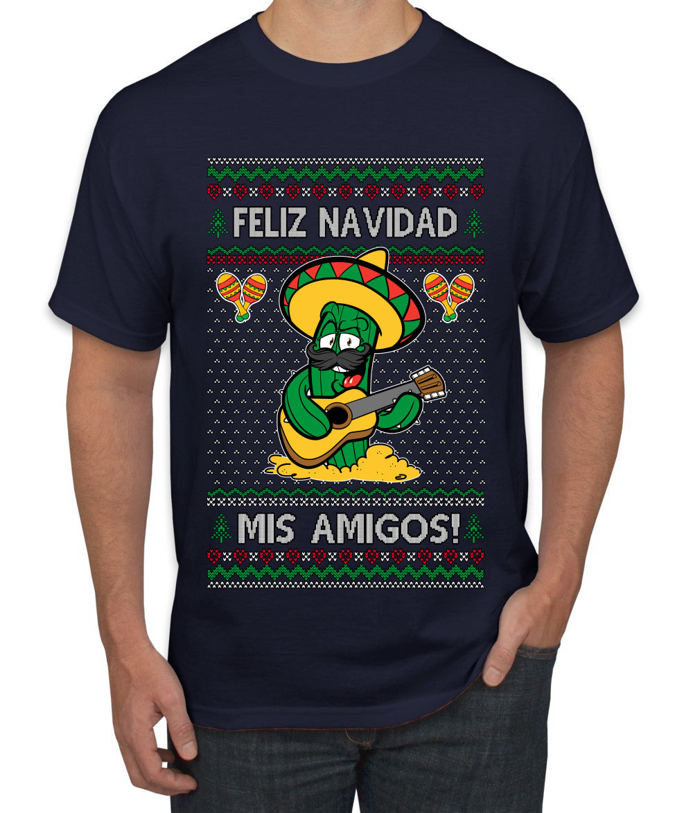 Feliz Navidad Mis Amigos!, Ugly Christmas Sweater Men's T-Shirt