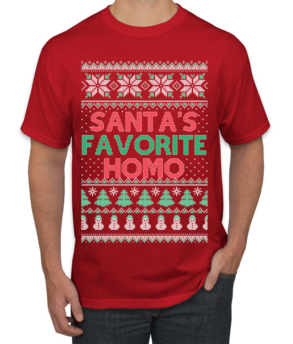 Santa's Favorite Homo Ugly Christmas Sweater Men's T-Shirt