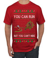 You Can Run But You Can't Hide Santa Sleigh Reindeer Ugly Christmas Sweater Men's T-Shirt