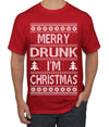 Merry Drunk I'm Christmas Beer Wine Drinking Holiday Humor  Ugly Christmas Sweater Men's Graphic T-Shirt