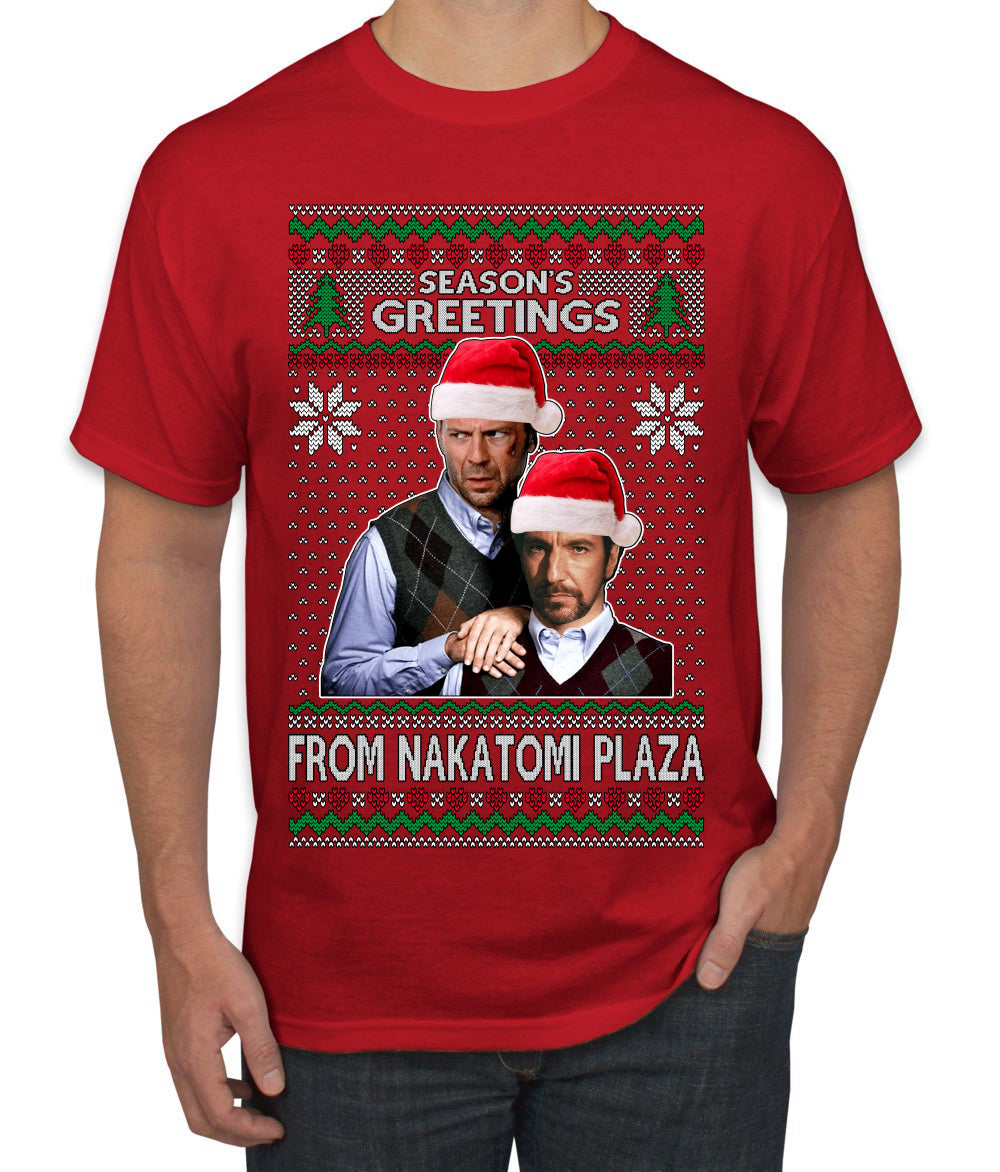 Season's Greeting From Nakatomi Plaza Ugly Christmas Sweater Men's T-Shirt