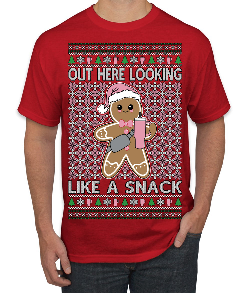 Out Here Looking Like a Snack Cute Xmas Cookie Ugly Christmas Sweater Men's T-Shirt