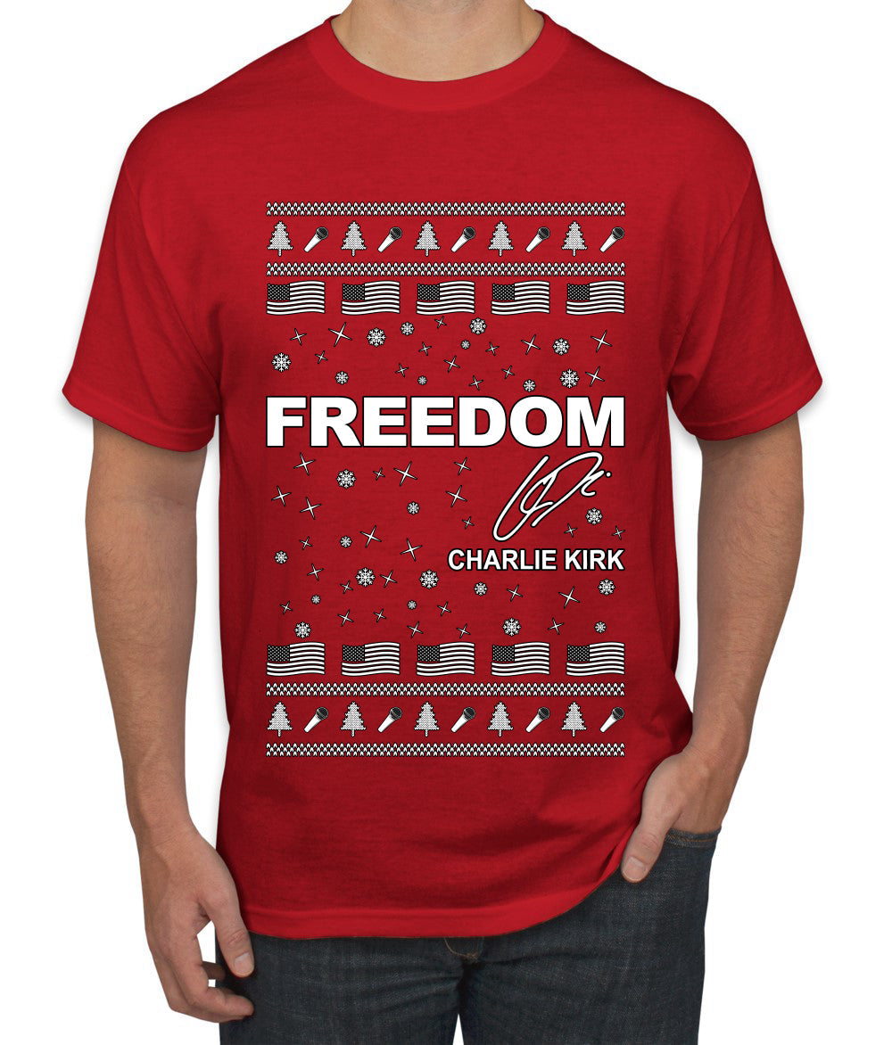 Freedom, Charlie Kirk Political Activist, Right Wing, Ugly Christmas Sweater Men's T-Shirt