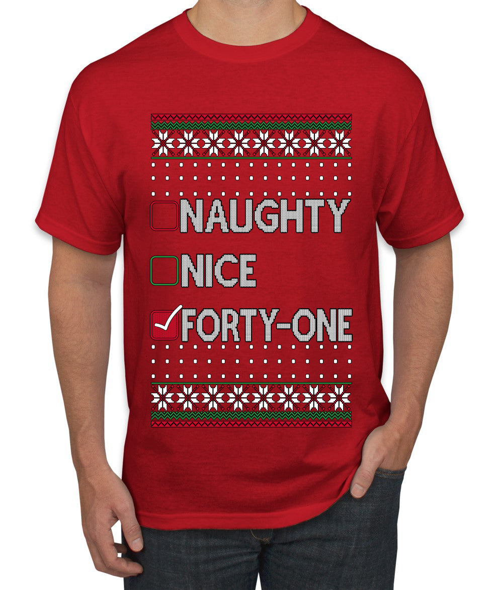 Naughty Nice 41, Simple List, Ugly Christmas Unisex Sweater, Funny Meme, Ugly Christmas Sweater Men's T-Shirt