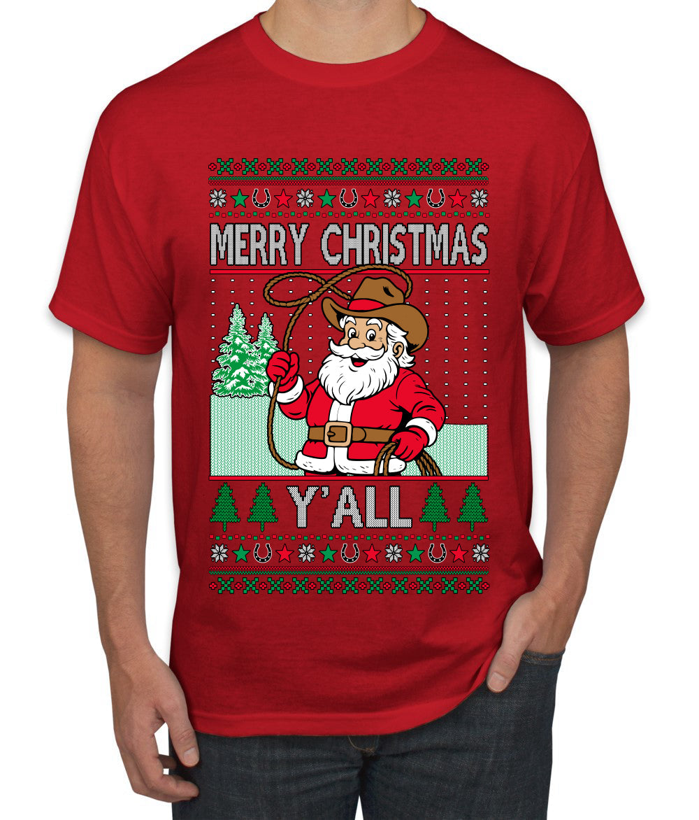 Merry Christmas Y'all Christmas Sweater, Ugly Christmas Sweater Men's T-Shirt