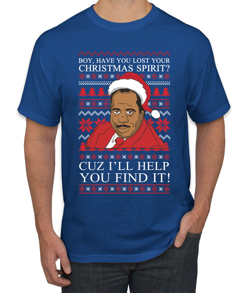 Christmas Spirit I'll Help You Find It Stanley Hudson Ugly Christmas Sweater Men's Graphic T-Shirt