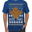 Bite This, Funny Gingerbread Cookie Offensive Inappropriate Middle Finger, F U Ginger Bread Dirty Novelty Xmas Ugly Christmas Sweater Men's T-Shirt