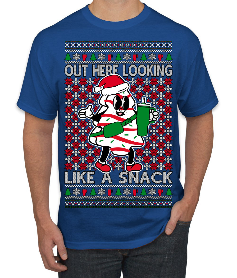 Out Here Looking Like a Snack Funny Cute Christmas Cookie Ugly Christmas Sweater Men's T-Shirt