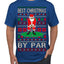Best Christmas By Par Funny Santa Golfing Pun Sports Golf Ugly Christmas Sweater Men's T-Shirt