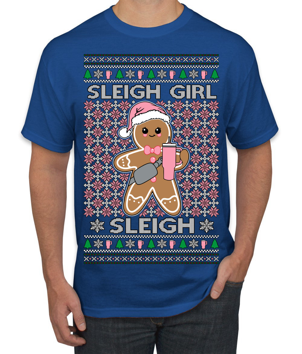 Sleigh Girl Sleigh Funny Trendy Pop Girly Sling Bag Coffee Cup Unisex Ugly Christmas Sweater Men's T-Shirt