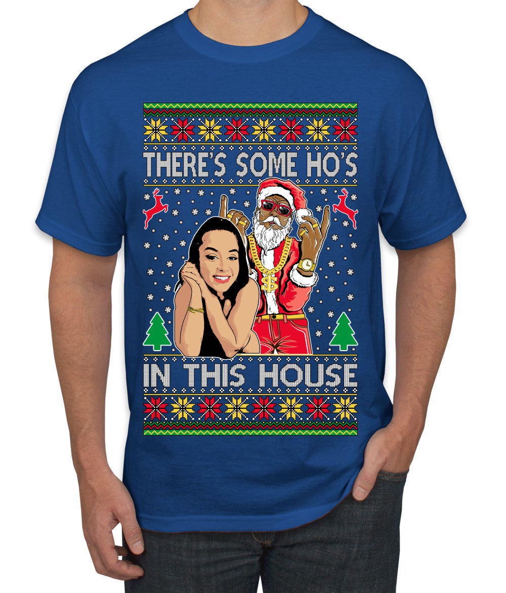 Santa the Plug Hos In This House  Ugly Christmas Sweater Men's T-Shirt