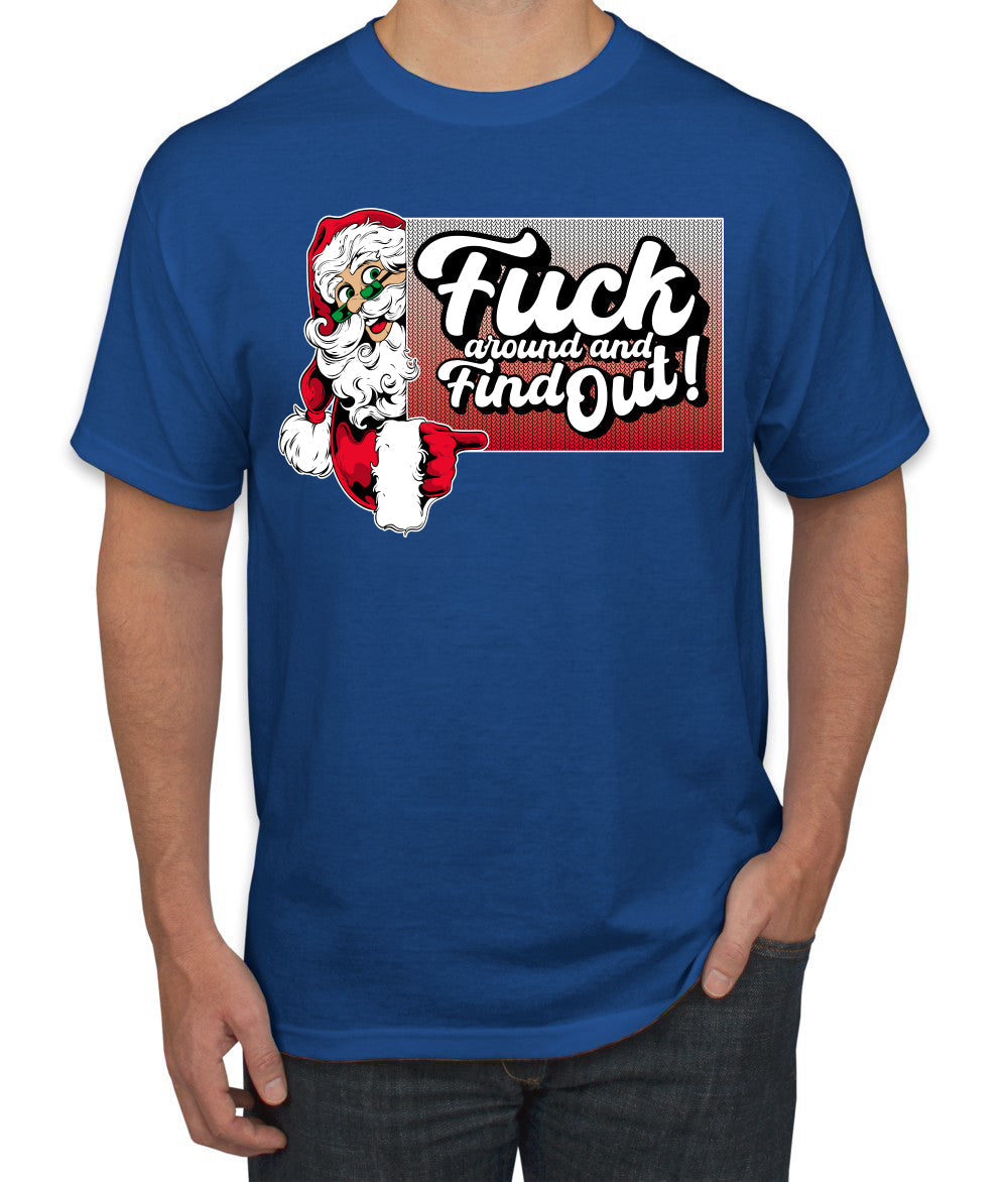 F Around And Find Out Santa Sign Ugly Christmas Sweater Men's T-Shirt