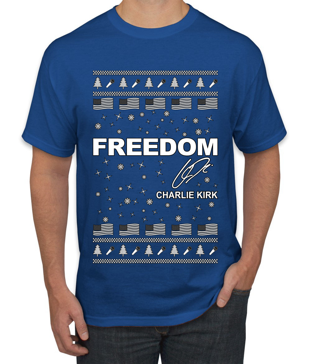 Freedom, Charlie Kirk Political Activist, Right Wing, Ugly Christmas Sweater Men's T-Shirt