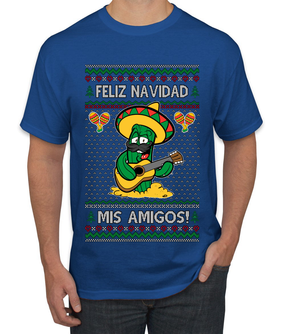 Feliz Navidad Mis Amigos!, Ugly Christmas Sweater Men's T-Shirt