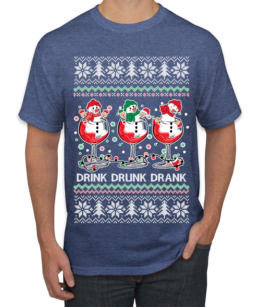 Holiday Spirits Drink Drank Drunk Snowmen Ugly Christmas Sweater Men's T-Shirt