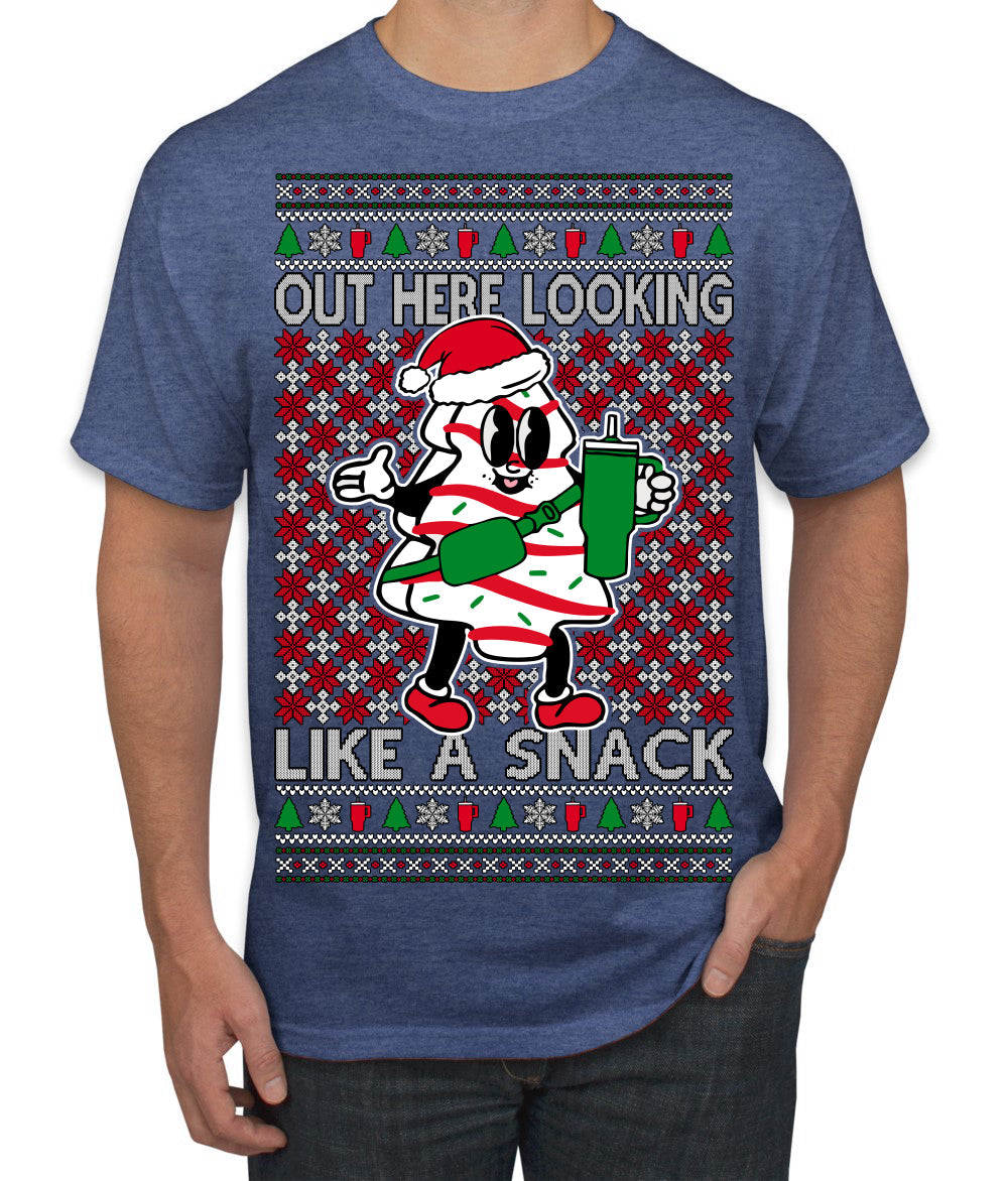 Out Here Looking Like a Snack Funny Cute Christmas Cookie Ugly Christmas Sweater Men's T-Shirt