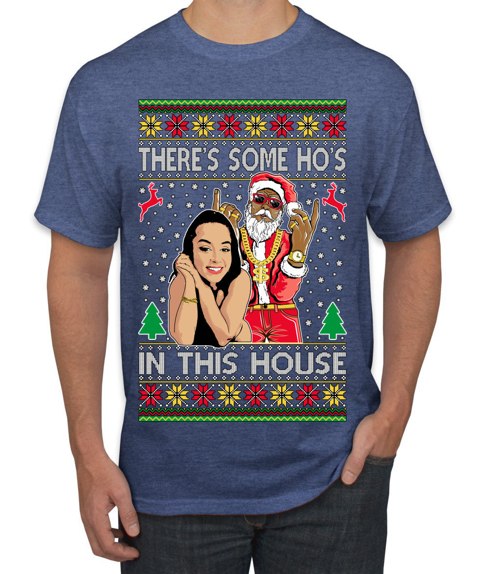 Santa the Plug Hos In This House  Ugly Christmas Sweater Men's T-Shirt