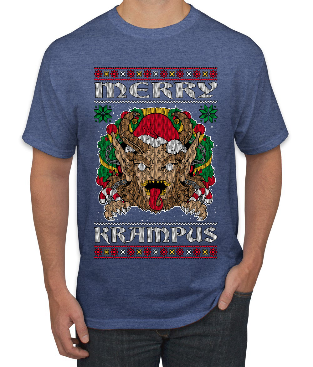 Merry Krampus Santa Folklore Figure Horror Ugly Christmas Sweater Men's T-Shirt