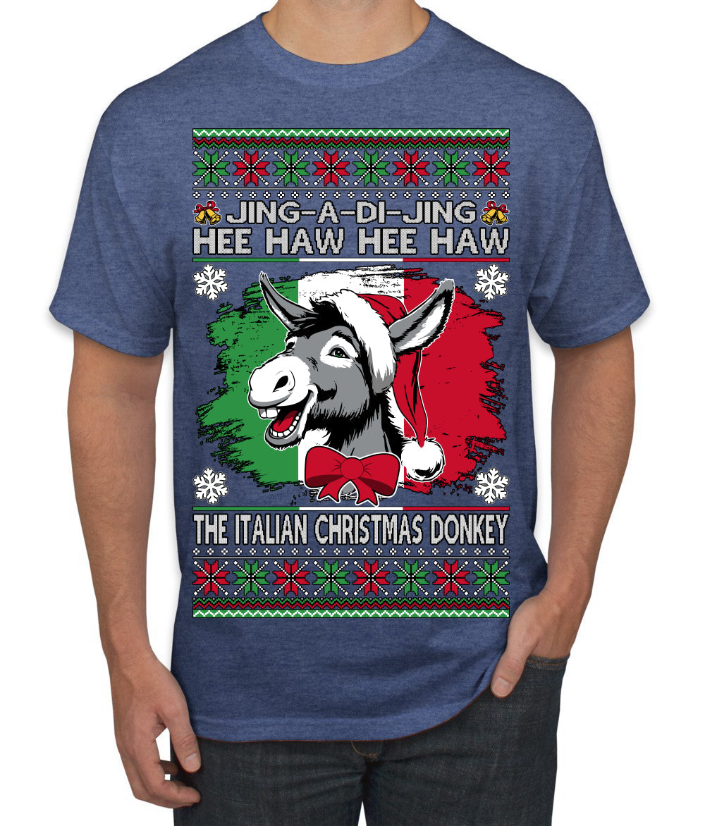 Jing a Di Jing Dominick the Italian Christmas Donkey Ugly Christmas Sweater Men's T-Shirt