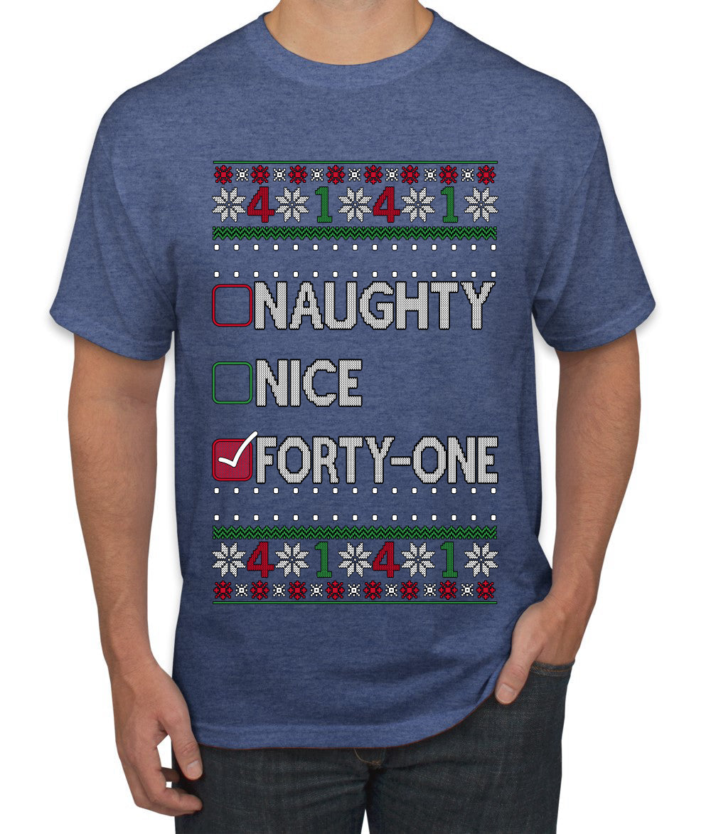 Funny Meme List Naughty, Nice, 41, Ugly Christmas Sweater Men's T-Shirt