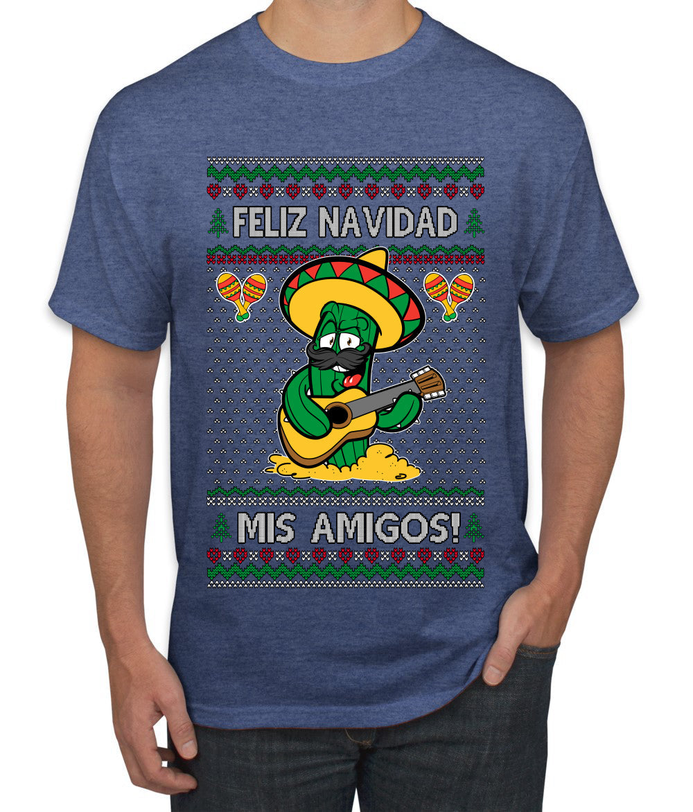 Feliz Navidad Mis Amigos!, Ugly Christmas Sweater Men's T-Shirt