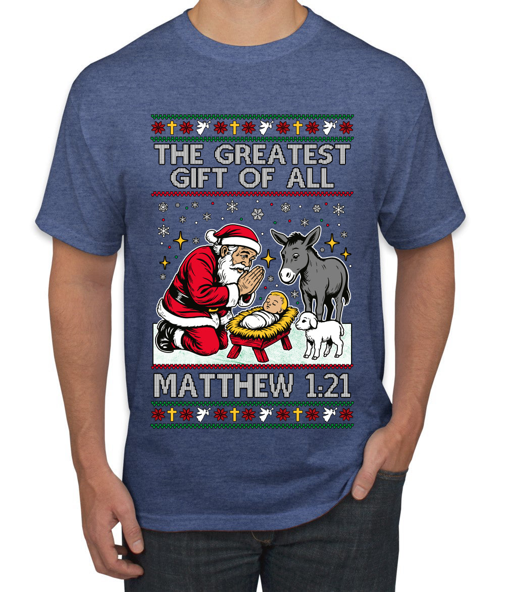 The Greatest Gift Of All Matthew 1:21, Ugly Christmas Sweater Men's T-Shirt