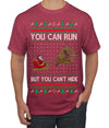 You Can Run But You Can't Hide Santa Sleigh Reindeer Ugly Christmas Sweater Men's T-Shirt