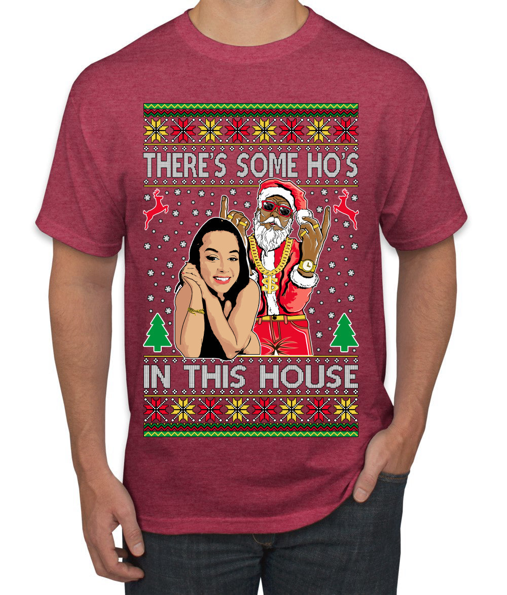 Santa the Plug Hos In This House  Ugly Christmas Sweater Men's T-Shirt