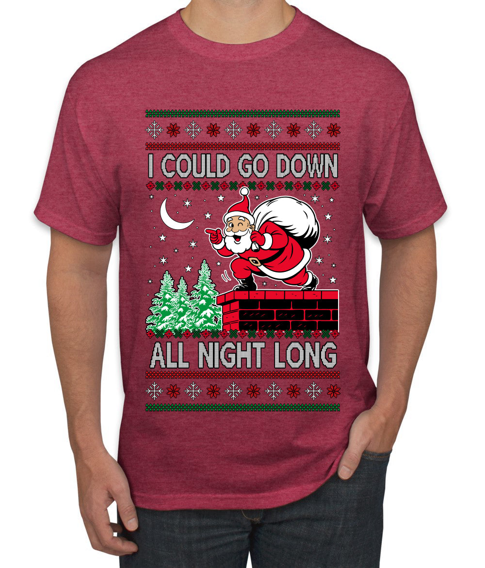 I Could Go Down All Night Long, Ugly Christmas Sweater Men's T-Shirt