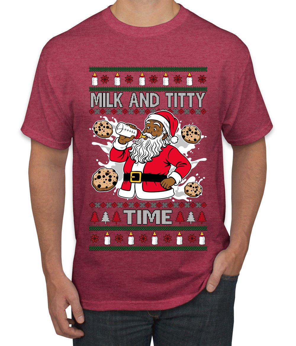 Milk And Titty Time Christmas Sweater, Ugly Christmas Sweater Men's T-Shirt