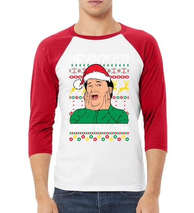 Kevin Home Malone Office Tv Xmas Christmas 3/4 Sleeve Raglan Unisex Baseball Tee